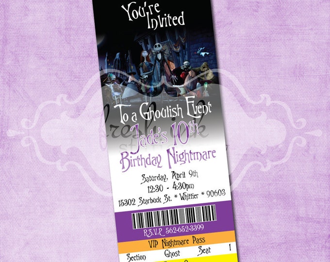 Nightmare Before Christmas Ticket Birthday Invitation Etsy