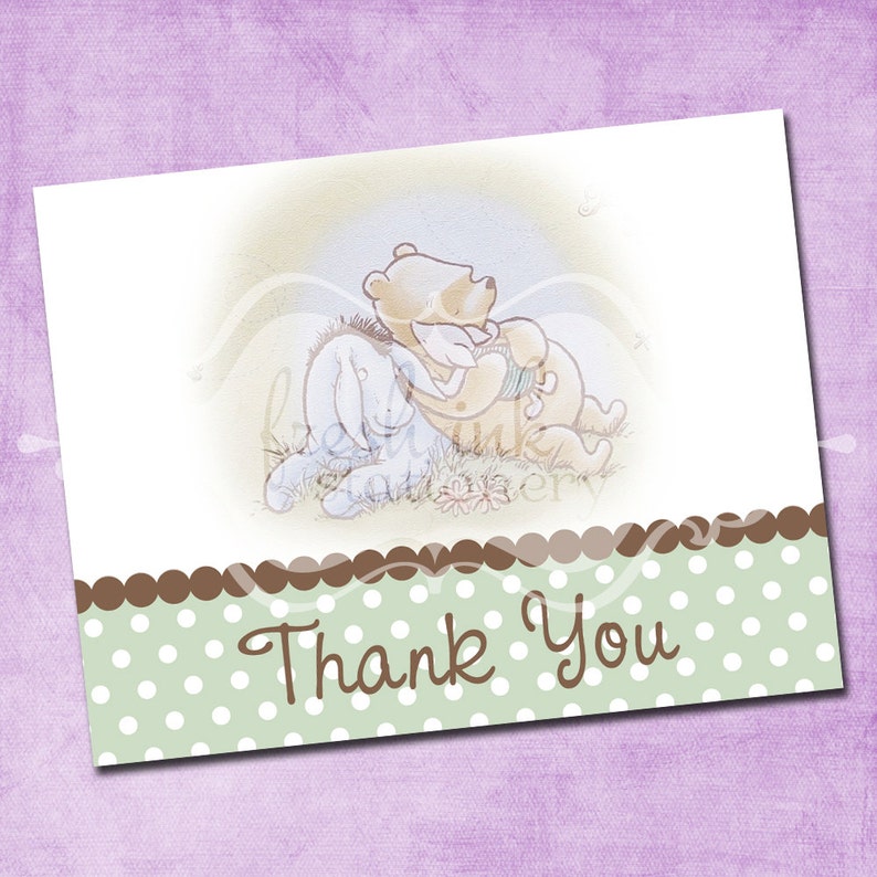 Classic Pooh Flat Postcard Thank You Card