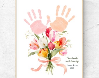 Mother's Day Handprint Flower Bouquet Art Craft Printable Easy Kids ...