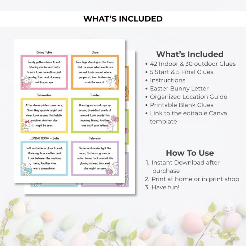 Easter Scavenger Hunt for Tweens Teens Printable Easter Egg Hunt Clues ...