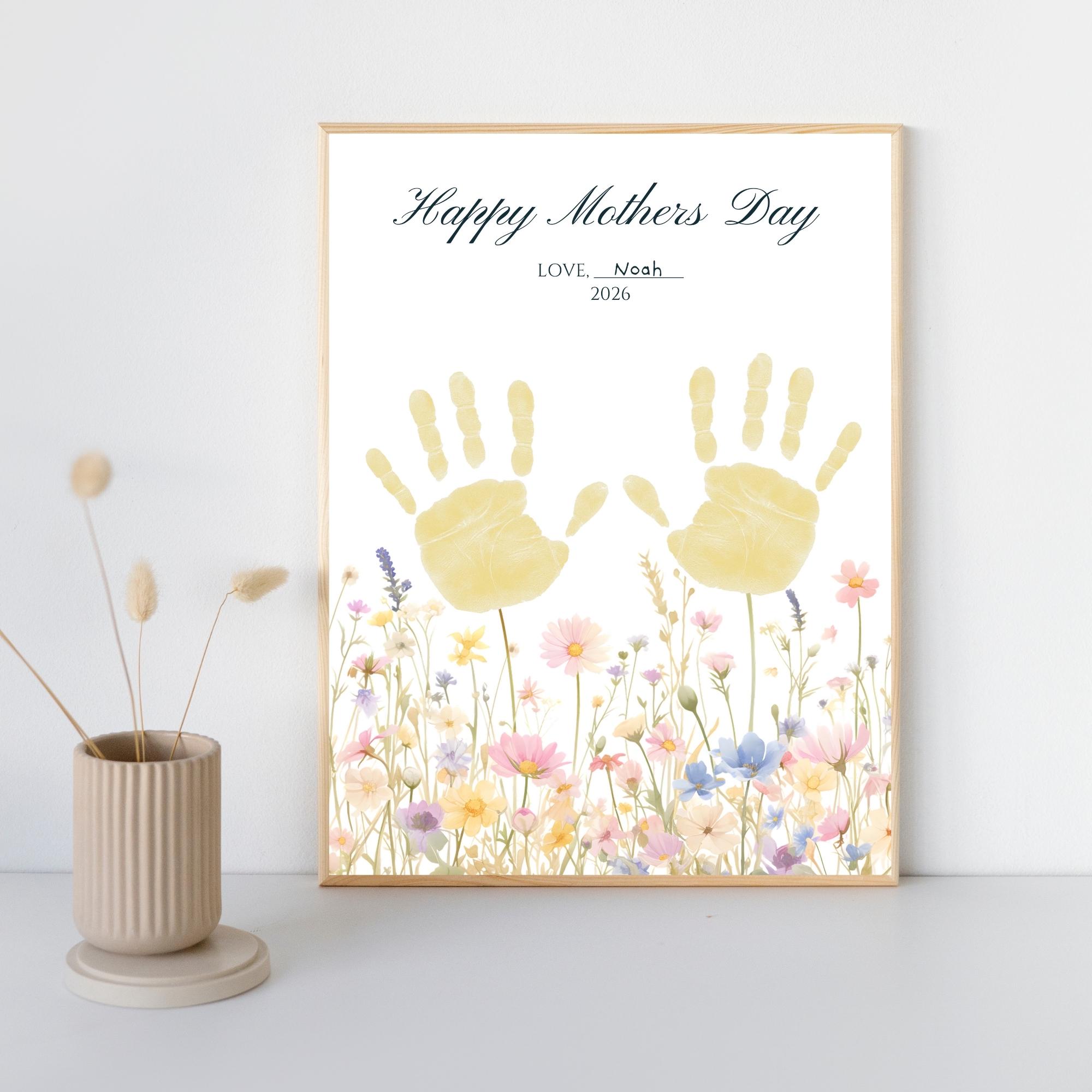 Mother's Day Handprint Flower Art Craft Printable Easy Kids Toddler ...