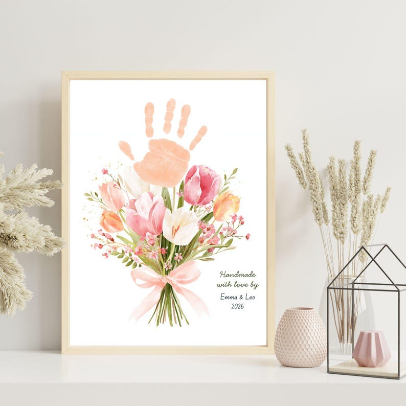 Mother's Day Handprint Flower Bouquet Art Craft Printable Easy Kids ...