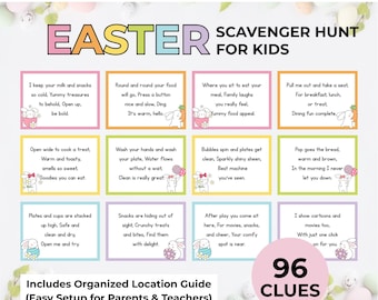 Chasse au trésor de Pâques pour enfants - Imprimable chasse aux œufs de Pâques - Jeu de chasse au trésor de Pâques pour l'intérieur et l'extérieur Activités de Pâques pour les enfants