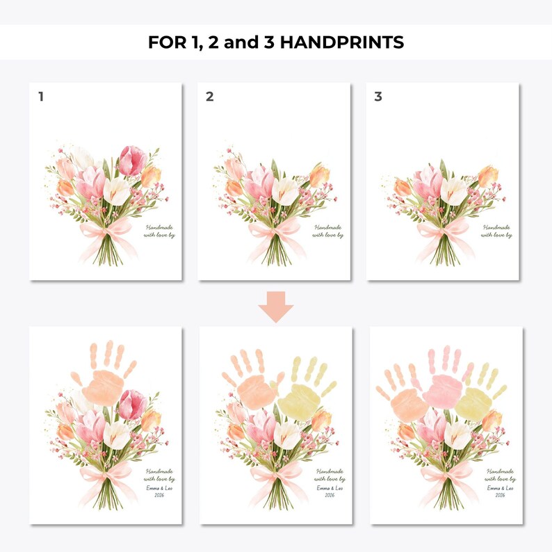 Mother's Day Handprint Flower Bouquet Art Craft Printable Easy Kids ...