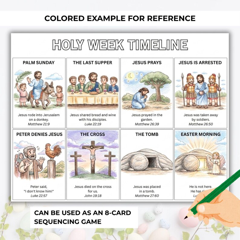 Holy Week Timeline Easter Coloring Pages Printable for Kids Bible Story ...