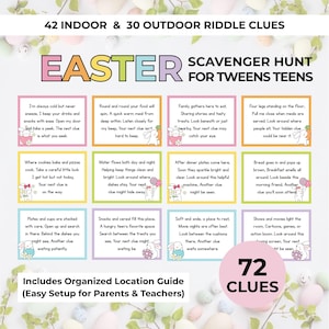 Easter Scavenger Hunt for Tweens Teens Printable Easter Egg Hunt Clues Riddles Indoor Outdoor Easter Treasure Hunt Game Easter Activities