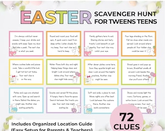 Easter Scavenger Hunt for Tweens Teens Printable Easter Egg Hunt Clues Riddles Indoor Outdoor Easter Treasure Hunt Game Easter Activities