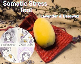 Lavender Alchemist Somatic Tool, Anxiety Relief, Beeswax Meditation Stone