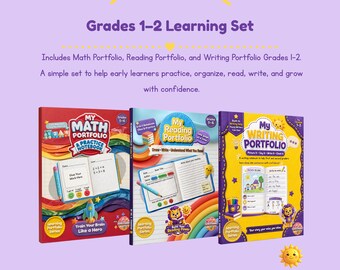 Kit d'apprentissage pour la 1re et la 2e année, lot de portfolios mathématiques-lecture-écriture, cahiers d'apprentissage pour enfants, fournitures pour l'école à la maison et la salle de classe