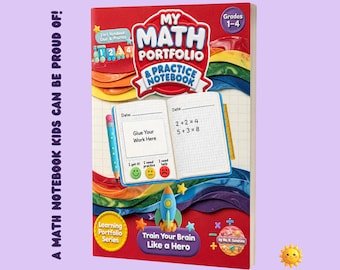 Cahier portfolio de mathématiques pour les élèves de la 1re à la 4e année | Cahier d'exercices sur papier millimétré pour enfants | Organisateur de mathématiques pour l'élémentaire