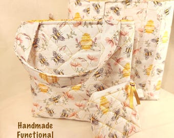 Bolso de mano acolchado con bolsillos / Pequeño o mediano