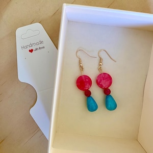 Bunte Jade-Ohrringe Handmade / Sommerliche Boho Statement Ohrringe