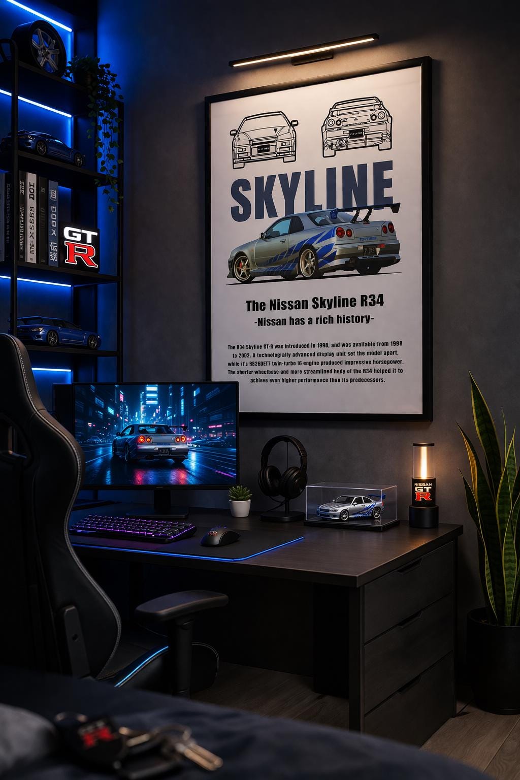 Car Bulprint Gt R R34 Nissan Skyline R34 Poster Printable, JDM Legend Wall Art, GT-R ...
