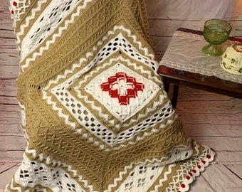 Gingerbread Christmas Crochet Sampler Blanket Afghan