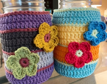Happy Scrappy Quart Ice Cream- Ball Jar- Cover Crochet Pattern