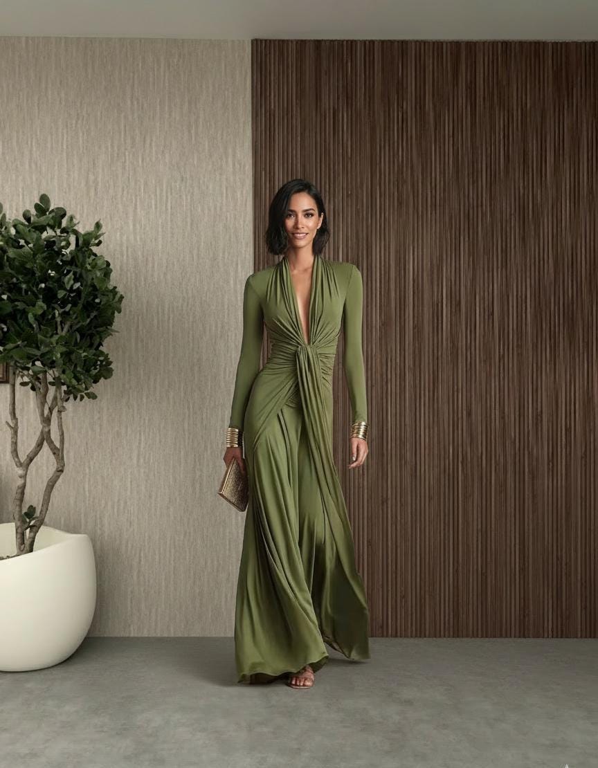 Olive Green Long Sleeve Maxi Dress - Etsy Olive Green Long Sleeve Maxi Dress - Etsy