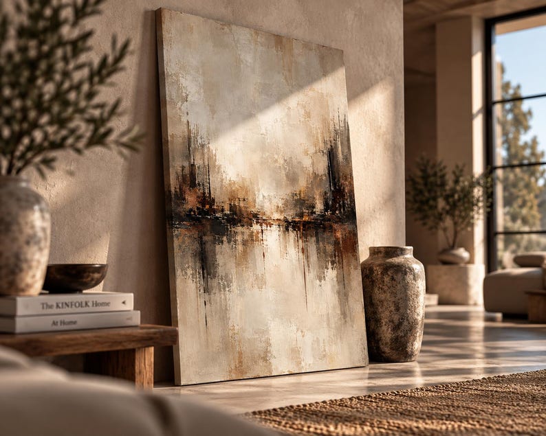 Neutral Color Abstracts Neutral Abstract Wall Art, Textured Canvas Print, Modern Abstract ...