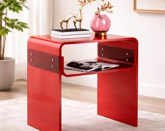 Red Clear Acrylic End Table for Modern Bedroom and Living Room