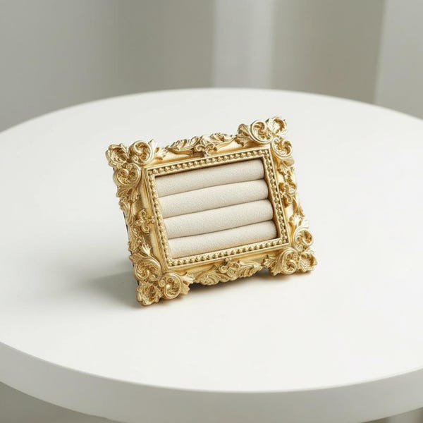 Vintage trouwringhouderlijst | Gouden fluwelen ringstandaard | Elegante doos voor ringdrager voor huwelijksceremonie | Verlovingscadeau