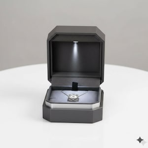 LED Engagement Ring Box with Light|Luxury Proposal Jewelry Case for Ring Necklace Earrings|Modern Gift Display Holder for Wedding Proposal