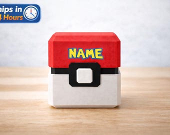 Personlig Pokeball-korthållare med namn, förvaringslåda för samlarkort, personlig Pokémon-present