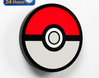 Pokeball LED-ljuslåda väggdekor, Pokémon-inspirerad nattlampa, barnrumslampa