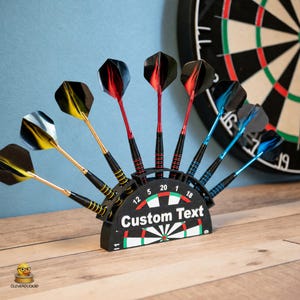 Personalised 6 Dart Holder Stand | Custom Dart Holder Display | Darts Gift | Freestanding Darts Display