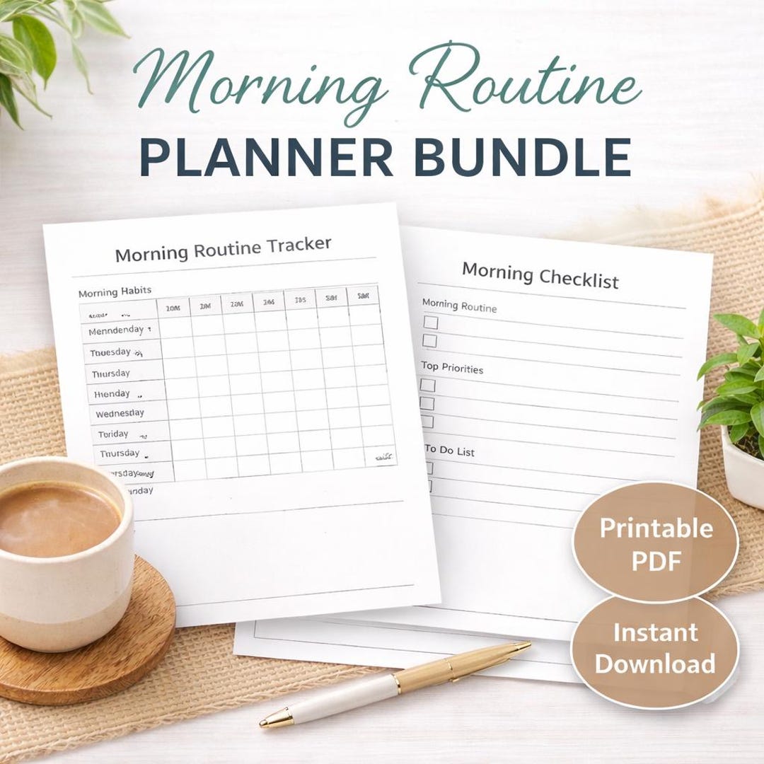 Morning Routine| Planner Bundle Printable| Morning Habit Tracker ...