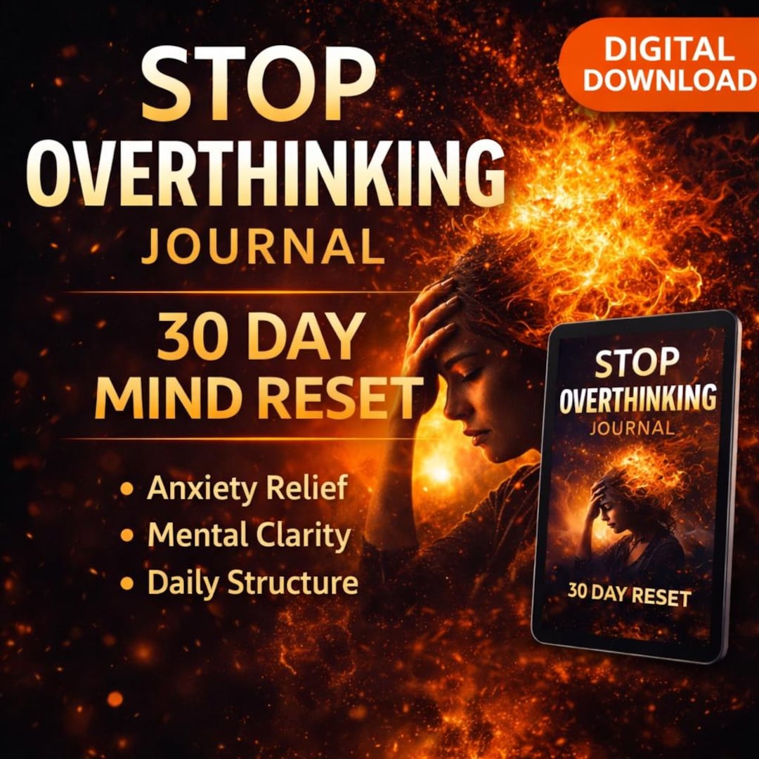 Stop Overthinking Journal Printable, 30 Day Mind Reset Planner, Anxiety ...