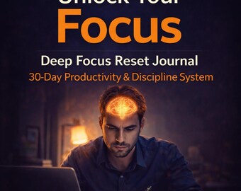 Diario per il ripristino della concentrazione profonda (PDF stampabile) | Agenda di 30 giorni per la chiarezza mentale | Quaderno di esercizi per la disintossicazione dalla dopamina | Strumento digitale per il monitoraggio della produttività e della disciplina