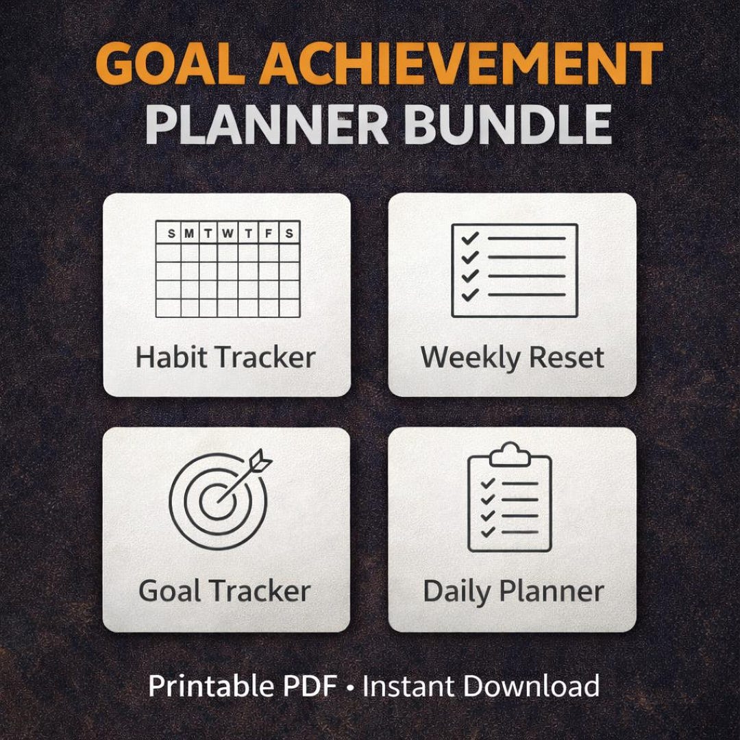 Goal Achievement Planner Bundle | Habit Tracker, Weekly Reset, Daily ...