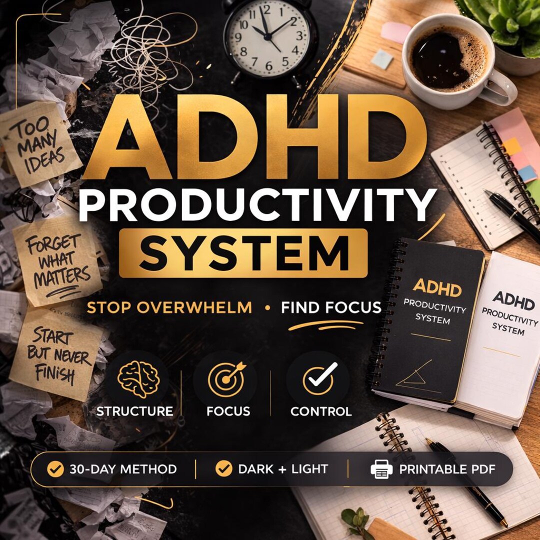 ADHD Productivity System Printable| Daily Structure and Focus Planner ...