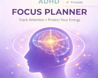 Planner di concentrazione ADHD stampabile | Monitoraggio dell'attenzione e dell'energia | Supporto per l'iperconcentrazione | Sistema di blocchi temporali visivi