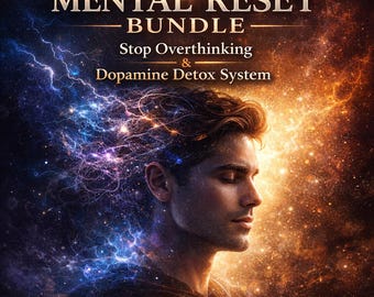 Pacchetto per il ripristino mentale – Sistema di diario per smettere di pensare troppo e disintossicarsi dalla dopamina | Agenda di 60 giorni per il ripristino della concentrazione mentale | Quaderno di esercizi stampabile per alleviare l'ansia