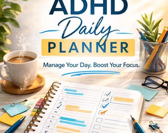 Planner giornaliero stampabile per ADHD | Planner visivo per blocchi di tempo | Strumento di concentrazione e produttività per ADHD | Supporto per le funzioni esecutive