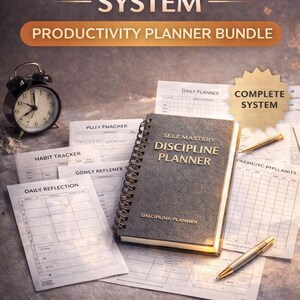 Self Mastery Discipline Planner | 30 Day Execution System | Printable & Fillable PDF | Habit Tracker | Productivity Planner | Workbook