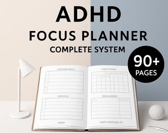 Agenda stampabile per ADHD (oltre 90 pagine), sistema di gestione della concentrazione e della routine quotidiana, quaderno di lavoro per la produttività, supporto alle funzioni esecutive, download digitale.
