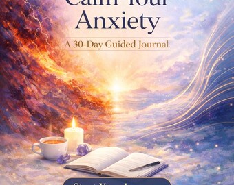 Diario per calmare l'ansia in formato PDF – Quaderno di esercizi guidato di 30 giorni | Agenda per alleviare lo stress | Reset per smettere di pensare troppo | Diario per la cura della salute mentale | Oltre 90 pagine