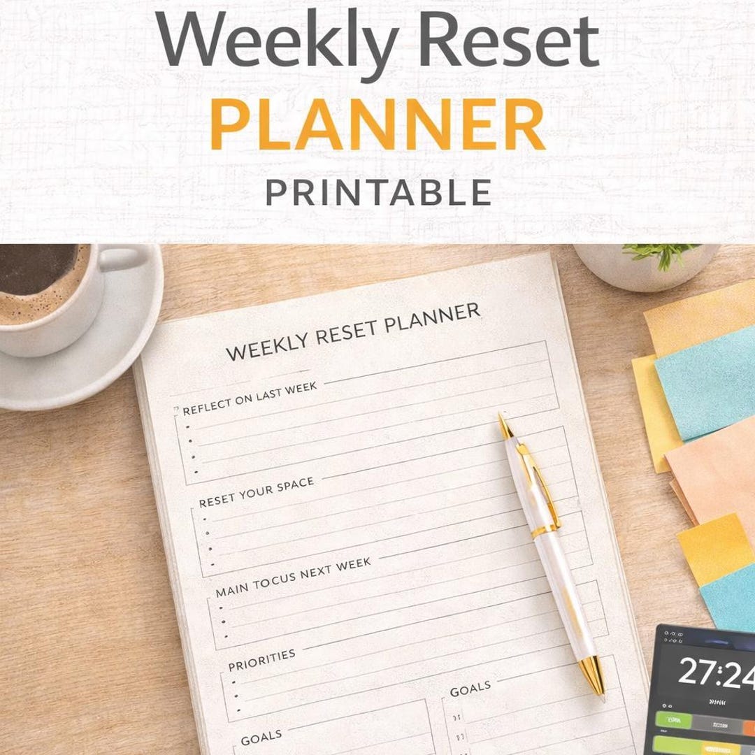 Weekly Reset Planner Printable – Weekly Review Template, Productivity ...