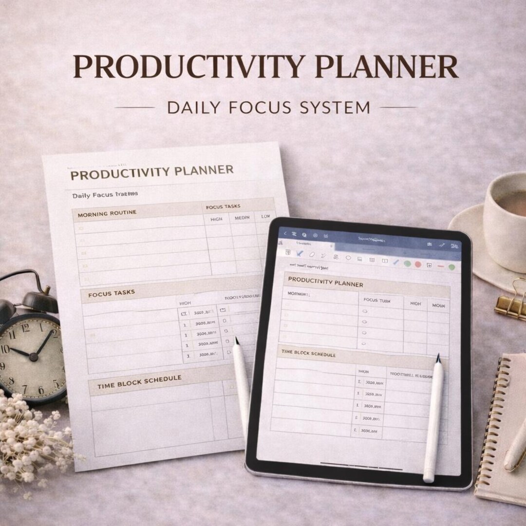 Productivity Planner Printable PDF, Daily Productivity Planner, Focus ...