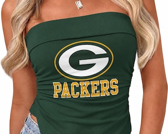 Green Bay Packers Inspired Tube Top | Women’s Green Game Day Shirt | Football Fan Apparel | Packers Style Strapless Top