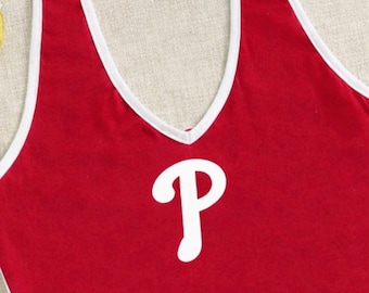 Philadelphia Phillies Inspired Red Halter Crop Top | White P Logo | Cute Summer Baseball Outfit | Game Day Top