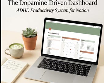 ADHD Productivity System | Dopamine Dashboard Notion Template (Digital Download)