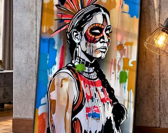 ROOTS - TAINO Tribal Street Art Print - Grunge Abstract Woman Wall Decor