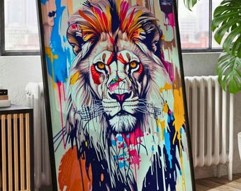 Graffiti Lion Wall Art – Bold Urban Street Style Print