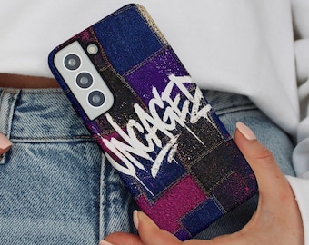 Uncaged Graffiti Denim Patch Phone Case for Samsung®, Street Art Tag Cell Phone Cover