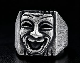 Vintage Tragedy and Comedy Drama Mask Ring
