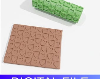 Hearts Roller Clay Stamp – 3D Printable STL (DIGITAL FILE)