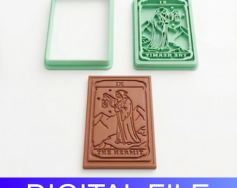 Pottery Stamp STL & Clay Cutter – The Hermit Tarot Card – 3D Printable Ceramic Tool