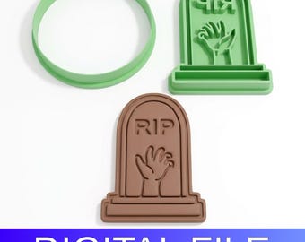 RIP Zombie Hand Clay Stamp & Cutter – Halloween Pottery Tool (Digital File)